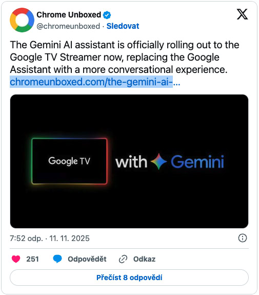 Nový AI model Gemini přichází do Google TV
